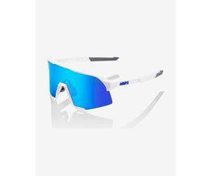 Lunettes 100% S3 blanc mat avec verre à effet miroir HiPER bleu