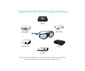 Lunettes 3D actives DLP BOBLOV pour projecteurs 3DTV Optoma, BenQ, Acer, Viewsonic et XGIMI