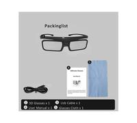 Lunettes 3D DLP Link Active Shutter Rechargeables par USB pour Home Cinéma. Projecteur DLP. Ne Convient Pas à les Téléviseurs.