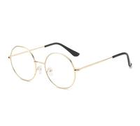 Lunettes à monture ronde en métal doré sans ordonnance pour femmes et hommes, mode minimaliste et tendance pour un usage quotidien, les voyages, les photos..