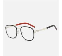 Lunettes anti-lumière bleue rétro pour hommes, monture en métal antidérapante, ultra-légère, noir argent, C