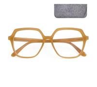 Lunettes anti-lumière bleue XL hexagonales pour écran, étui feutre | Format oversize 141 mm, 3 coloris et 5 puissances, avec protection UV et pochette grise en feutre incluse.