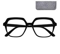 Lunettes anti-lumière bleue XL hexagonales pour écran, étui feutre | Format oversize 141 mm, 3 coloris et 5 puissances, avec protection UV et pochette grise en feutre incluse.