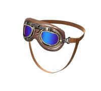 Lunettes antiques pour chien avec sangles réglables en cuir et verres en polycarbonate coupe-vent pour les aventures en plein air et la plage, les voyages