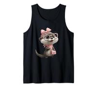 Lunettes Baby Otter Kawaii Personnage Rose Léopard Portrait Débardeur