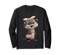 Lunettes Baby Otter Kawaii Personnage Rose Léopard Portrait Manche Longue