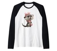 Lunettes Baby Otter Kawaii Personnage Rose Léopard Portrait Manche Raglan