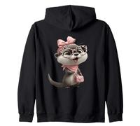 Lunettes Baby Otter Kawaii Personnage Rose Léopard Portrait Sweat à Capuche