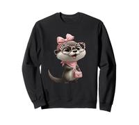 Lunettes Baby Otter Kawaii Personnage Rose Léopard Portrait Sweatshirt