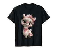 Lunettes bébé alpaga Kawaii Lama Personnage léopard Rose T-Shirt