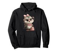 Lunettes Bébé Hibou Kawaii Oiseau Personnage Léopard Rose Portrait Sweat à Capuche