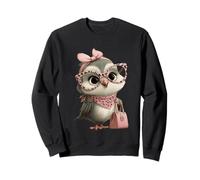 Lunettes Bébé Hibou Kawaii Oiseau Personnage Léopard Rose Portrait Sweatshirt