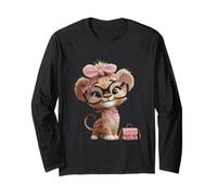 Lunettes Bébé Léopard Cub Kawaii Chat Rose Portrait Graphique Manche Longue