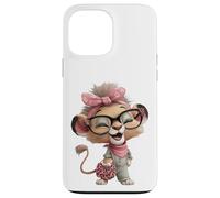 Lunettes Bébé Lion Cub Personnage Kawaii Léopard Rose Portrait Coque pour iPhone 13 Pro Max