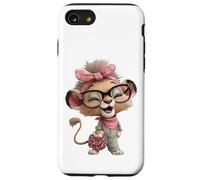 Lunettes Bébé Lion Cub Personnage Kawaii Léopard Rose Portrait Coque pour iPhone SE (2020) / 7/8