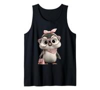 Lunettes Bébé Pingouin Kawaii Personnage Rose Léopard Portrait Débardeur