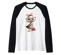 Lunettes Bébé Poussin Kawaii Oiseau Rose Léopard Portrait Graphique Manche Raglan