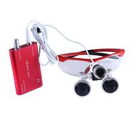 Lunettes Binoculaires Portables en Verre Optique 3,5X-R avec Lampe Frontale LED (Rouge)