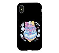Lunettes Bleues avec Motif Visage de Père Noël Coque pour iPhone X/XS