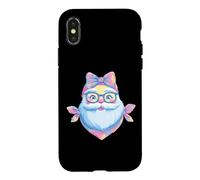 Lunettes Bleues avec Motif Visage de Père Noël Coque pour iPhone X/XS