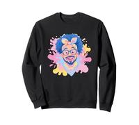 Lunettes Bleues représentant Un Homme Barbu Souriant Sweatshirt
