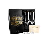 Lunettes cadeau Champagne Gold Rim | Set de 2 | Flutes Toasting Carrées en cristal pour mariée et marié, mariage, anniversaire, anniversaire | Verre élégant à longue durée pour vin étincelant,