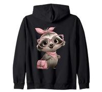 Lunettes Carrées Bébé Paresseux Kawaii Léopard Rose Portrait Bow Sweat à Capuche