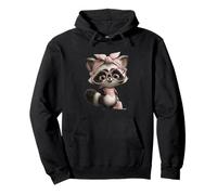 Lunettes Carrées Bébé Raton Laveur Kawaii Rose Léopard Portrait Sweat à Capuche