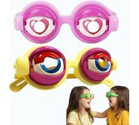 Lunettes clignotantes cinétiques Crazy Eyes - Lunettes cinétiques à cordon pour Halloween, anniversaire, cosplay (rose + jaune)