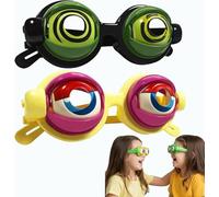 Lunettes clignotantes cinétiques Crazy Eyes - Lunettes cinétiques avec cordon pour Halloween, anniversaire, cosplay (vert + jaune)