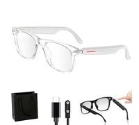 Lunettes Connectées NesstHub, Lunettes de Soleil Sans fil à Technologie Super Black, Lunettes de Traduction Bluetooth IA, Caméra à Distance, Lecture de Musique (White-Anti blue light)