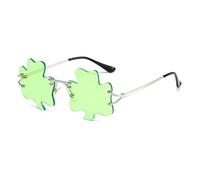 Lunettes créatives en forme de trèfle irlandais pour femme - Verres de couleur verte pour adulte - Pour adolescents - Pour prendre des photos - En forme de trèfle - Taille S, C4.