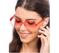 Lunettes cœur verres fumés rouges adulte - Rouge