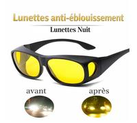 Lunettes Cyclisme de Nuit Anti-Éblouissement - Verres Jaunes Vision Nocturne - Sur-lunettes pour Lunettes de Vue Protection Latérale