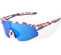 Lunettes cyclistes polarisantes Rockbros avec protection UV et insert correcteur - verres bleus - design US - blanc