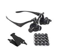 Lunettes de bijoutier à Verre loupe grossissant avec éclairage LED - pour réparation de Montres - 8 Verres interchangeables : 2,5x/4x/6x/8x/10x/15x/20x/25x