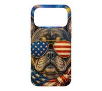 Lunettes de Bouledogue français avec Drapeau américain Coque pour iPhone 17 Pro Max
