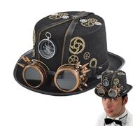 Lunettes De Chapeau Steampunk - Couvre-chef De Costume Gothique Amovible | Chapeau De Mascarade D'Halloween Fantaisie Pour Hommes, Design Moderne Et Créatif, Avec Cornes, Roses, Vintage, Rétro, Style
