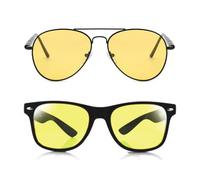 Lunettes de Conduite Vision Nocturne - 2 Pièces Avec Verres Jaunes pour Conduite de Nuit, Cyclisme et Sport