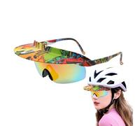 Lunettes de cyclisme, lunettes de soleil avec visière large, verres miroirs protecteurs, lunettes de sport tendance pour cyclisme, randonnée, conduite, course, festivals, pêche
