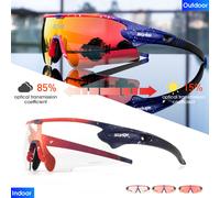 Lunettes De Cyclisme Lunettes De Soleil De Cyclisme Photochromiques Rouges Uv400 Lunettes De Vélo En Plein Air Lunettes De Sport Lunettes Foncées Lunettes De Vélo Lunettes - Type Photochromic-1lens #B