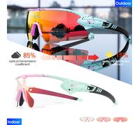 Lunettes De Cyclisme Lunettes De Soleil De Cyclisme Photochromiques Rouges Uv400 Lunettes De Vélo En Plein Air Lunettes De Sport Lunettes Foncées Lunettes De Vélo Lunettes - Type Photochromic-1lens #D
