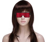 Lunettes de déguisement LED insolites, lunettes flash avec affichage LED clignotant 10 modèles dynamiques pour les fêtes de Noël Bars Rave Festival Spectacles de danse, rouge