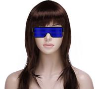 Lunettes de déguisement LED insolites, lunettes flash avec affichage LED clignotant 10 modèles dynamiques pour les fêtes de Noël Bars Rave Festival Spectacles de danse, bleu