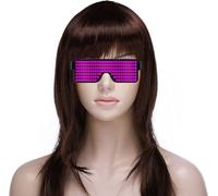 Lunettes de déguisement LED insolites, lunettes flash avec affichage LED clignotant 10 motifs dynamiques pour les fêtes de Noël Bars Rave Festival Spectacles de danse, rose