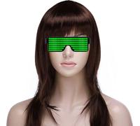Lunettes de déguisement LED insolites, lunettes flash avec affichage LED clignotant 10 motifs dynamiques pour les fêtes de Noël Bars Rave Festival Spectacles de danse, vert