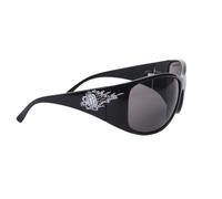 Lunettes de designer Black Scully avec strass tête de mort flamboyante de mecara, Noir