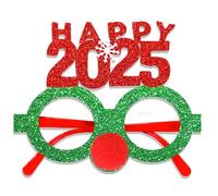 Lunettes de fête à paillettes de Noël - Cadre - Lunettes amusantes - Jolies verres pour costume et décoration de Noël, Modèle Happy 2025, taille unique