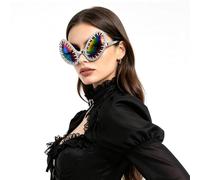 Lunettes de fête extraterrestres avec picots et strass - Lunettes de soleil amusantes avec boîte pour homme et femme - Accessoires de déguisement - Alien - Accessoires pour carnaval, fête à thème