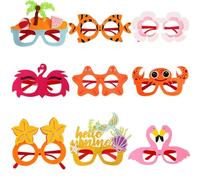 Lunettes de fête, lunettes de soleil de fête - 9x Beach Pool Decoration Lunettes de soleil | Styles de lunettes de serrano de nouveauté sur le thème drôle pour la remise des diplômes de camping de